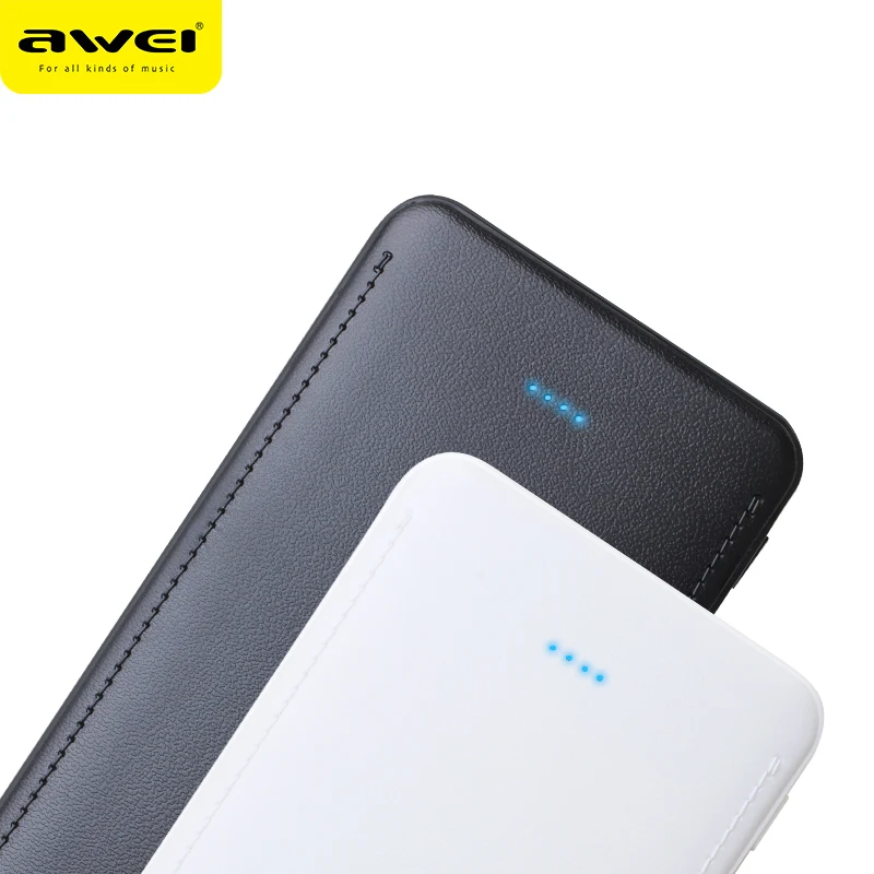 Factory ODM OEM Service 10000mAh Power Bank Awei P51K Portable 2 USB Power Bank Fast Charging