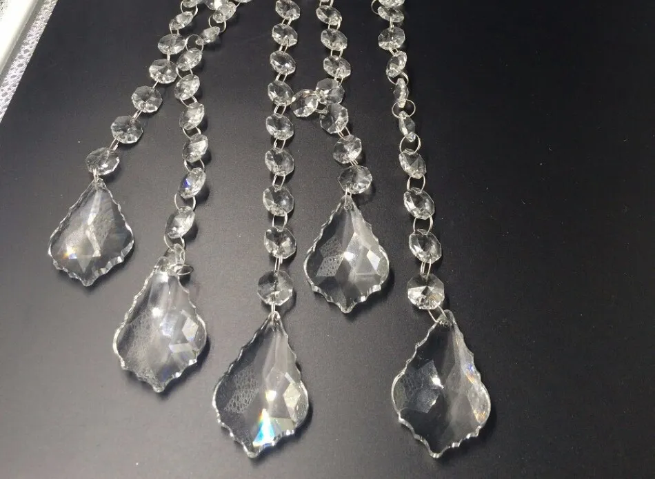 10 Chains / lot Crystal Octagon Beads Chains With 50mm Pendant Crystal Strands For Wedding Party Decor