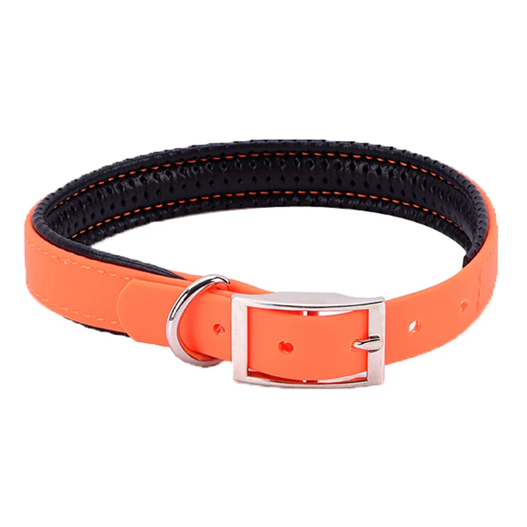 Waterproof Neoprene Padded Soft Orange Pvc Dog Collar,Polyl Coated