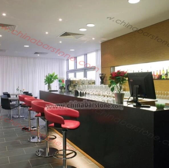 Custom Design Curved Shape Black Marble Home bar Counter for Sale