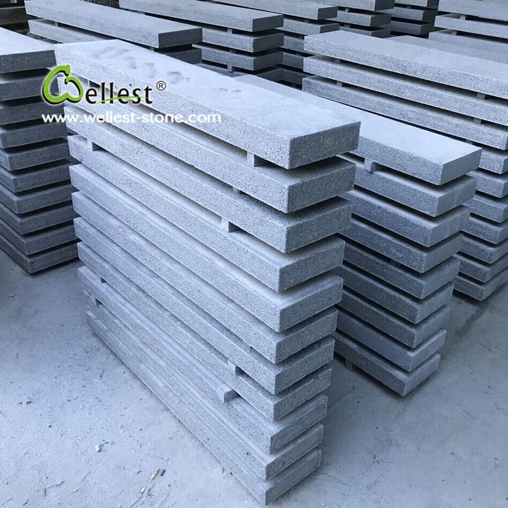 G654 темно-серый гранит огненная стена камни с прямым