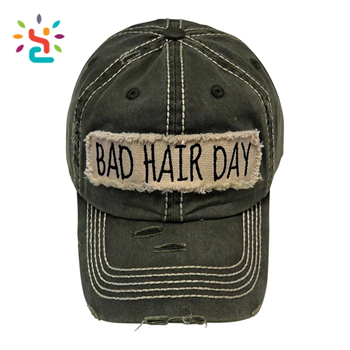 Bad Hair Day Baseball Cap | Embroidered Adjustable Dad Hat In Charcoal - View #11