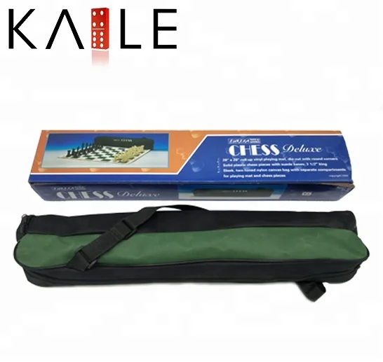 Профессиональный пластиковый Шахматный набор для улицы с зеленой холщовой дорожной шахматной сумкой от производителя для игр