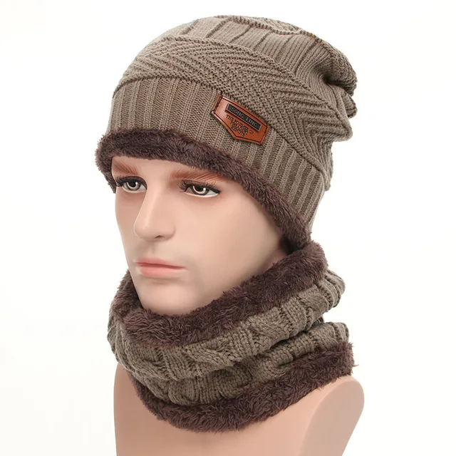 Men's Thick Winter Beanie Scarf Set Customizable Oem