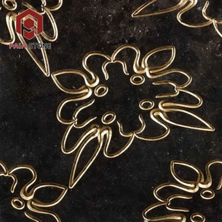 product hotel indoor 3d cnc carving white limestone black gold wall decoration tiles marble-2