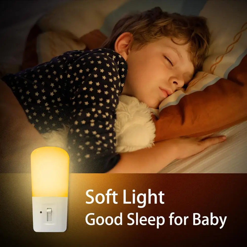 LOHAS Dimmable LED Night Light for Kids Baby Plug Into Outlet with Dusk Dawn Sensor for Bedroom Room Made From PC Material
