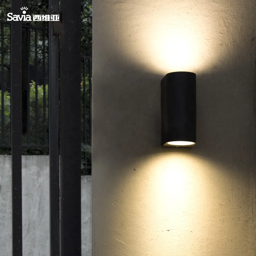 Алюминиевая уличная настенная лампа Savia вверх и вниз, современный светодиодный светильник 2 x GU10 для поверхностного монтажа, садовый водонепроницаемый светильник IP44, светильник для двора
