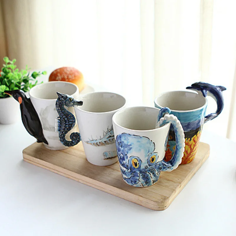 Rhino Wild Animals Tazza In Ceramica 311 Ml, Design Verde Con Acquerello Animale Selvatico, Regalo Per Ufficio E Compleanno - 3