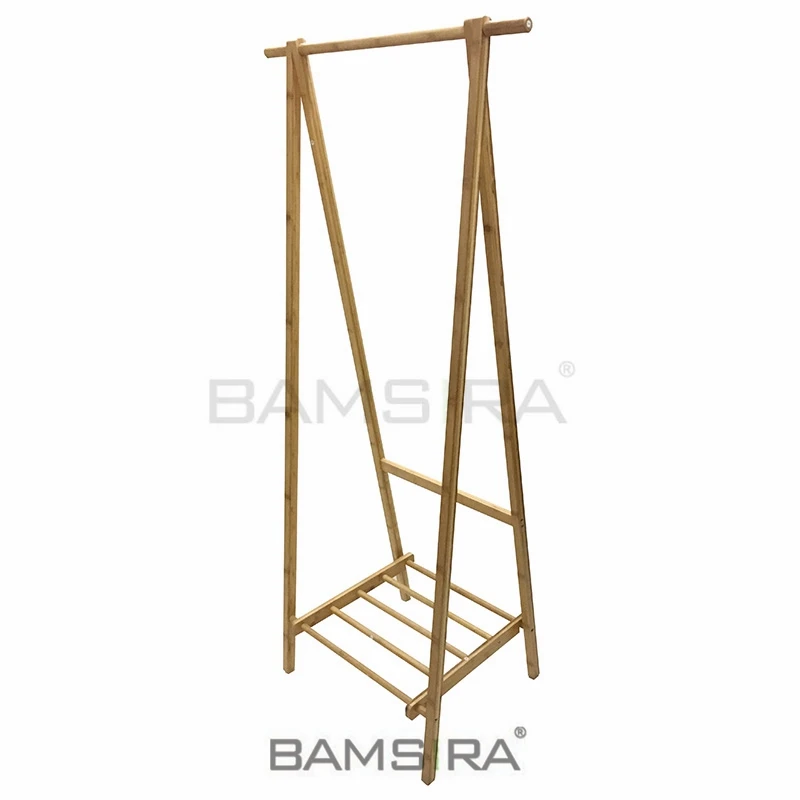 Garment Rack Bamboo Clothes Coat Shoe Storage Shelf