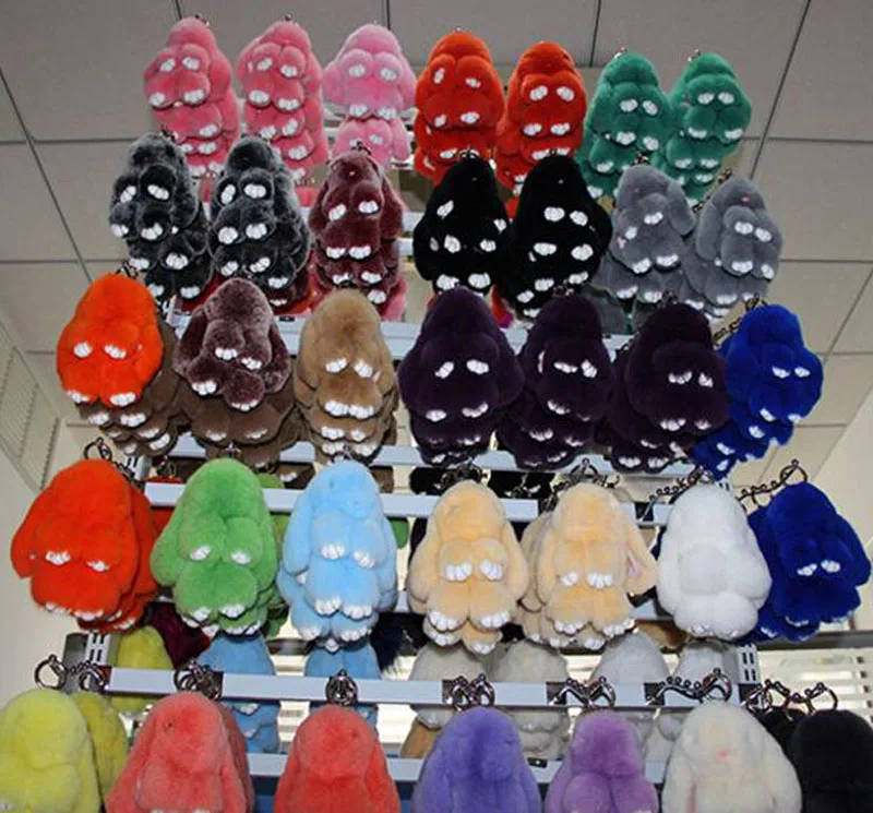 Брелок для ключей из меха кролика рекс игрушка кролик кукла милый помпон брелок сумки