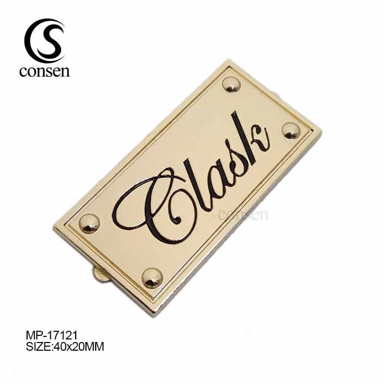 Bag Accessories Brand Name Engraved Custom Metal logo Plate for Handbags