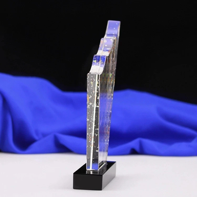 Modern Cut Crystal Trophy Awards Plaque for Custom Engraving Ornament Souvenirs