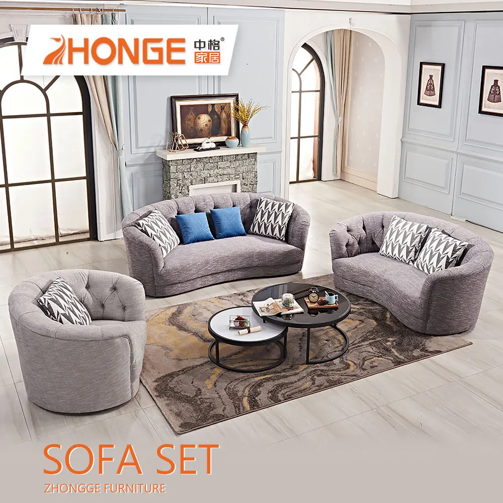 Modern Drawing Room Furniture Gray Couch Sectional Fabric Grey Living Room Sofa Set