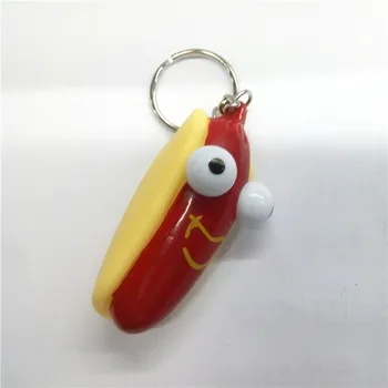 3d eyes popper sausage vinyl keychains custom squeeze hot dog