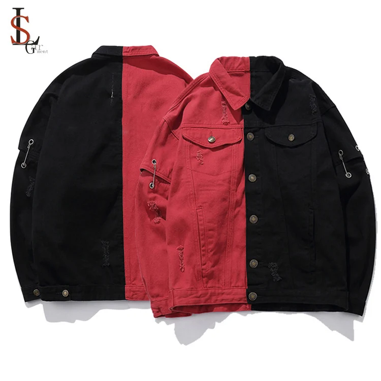 red ripped jean jacket