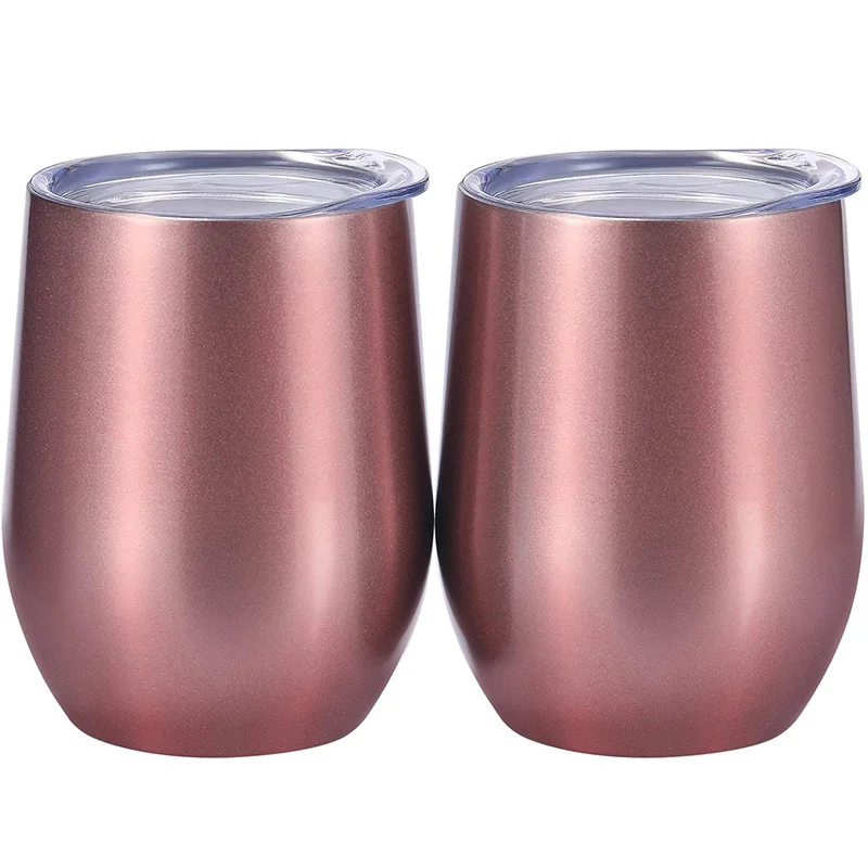 6 Pieces 18/8 Stainless Steel Insulated Wine Tumbler with Lid  and Straw 12 oz Christmas Stemless Insulated Wine Glass Travel Wine Glass  Dishwasher Safe Stemless Wine Cup Double Wall Metal