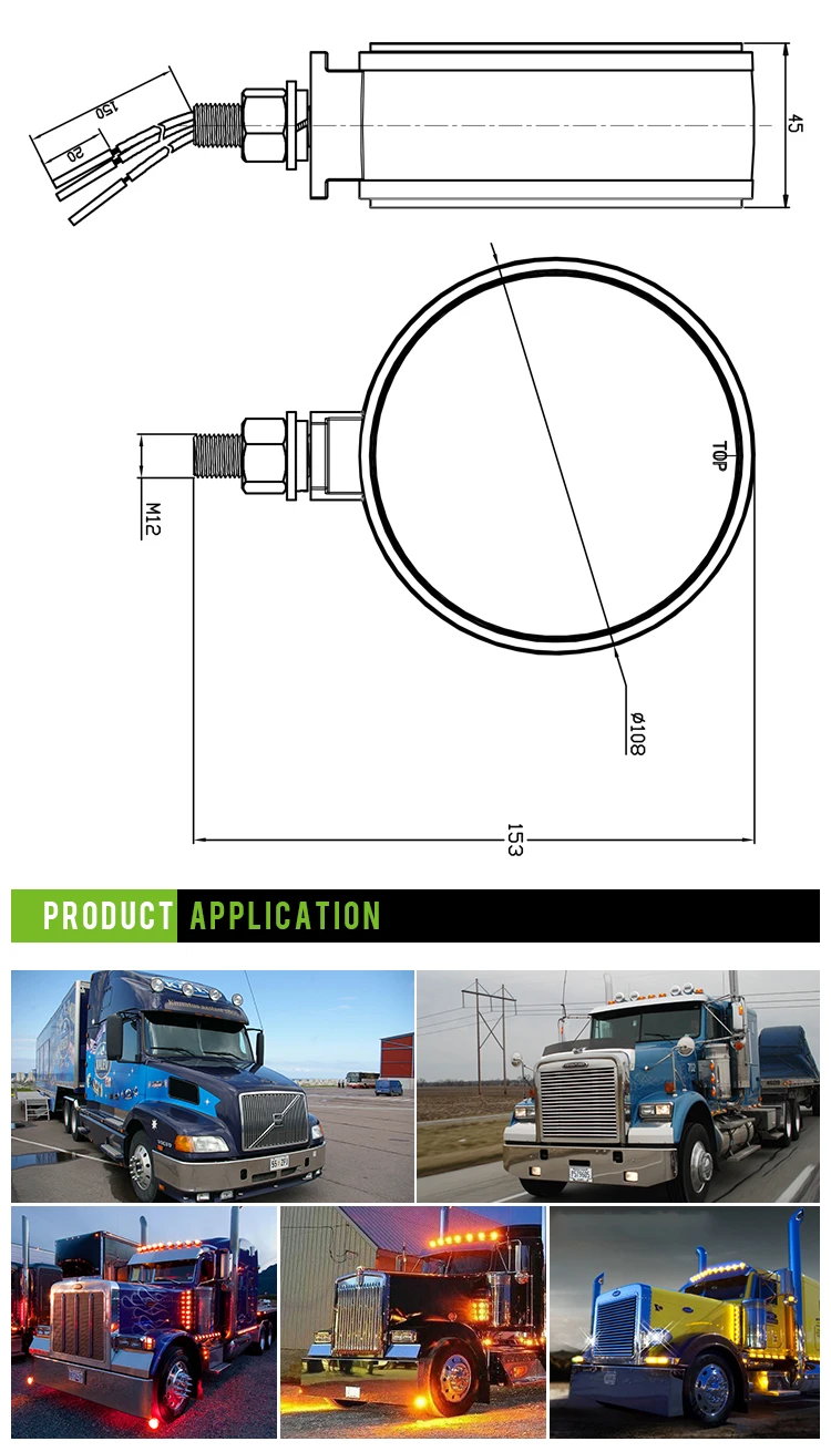 4 Inch Round Warning Light For Trailer Indicator Light For Trucks