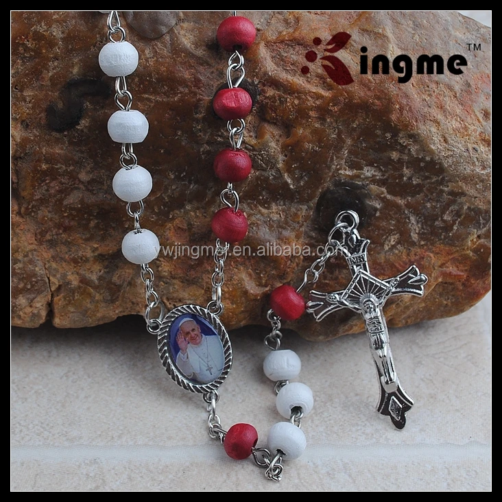 Jubilee Year of Mercy Rosary Catholic Necklace Pope Francis Rosary with Rose Scented Wood Beads
