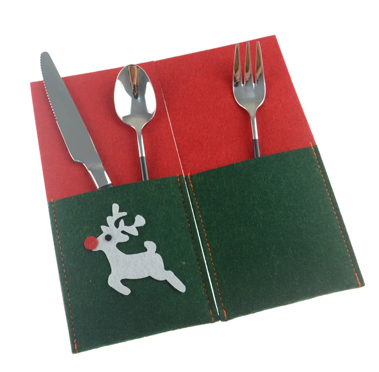 New Products Felt Table Christmas Silverware Cutlery And Napkin Holders Decorations Wedding
