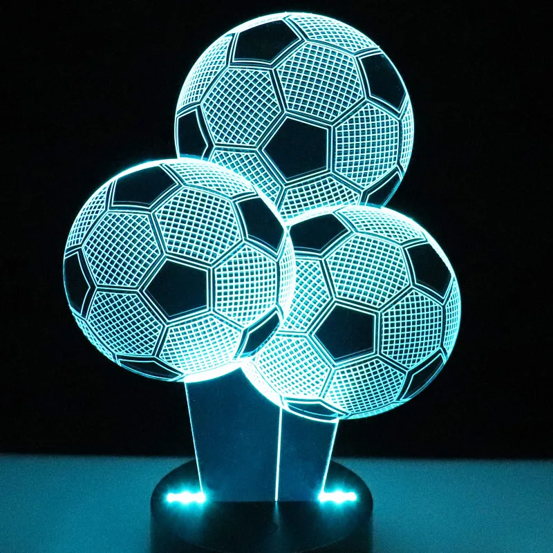 3D LED Night Light Multiple Football Soccer With 7 Color Acrylic Light Home Decoration Lamp Amazing Visual Optical Lights
