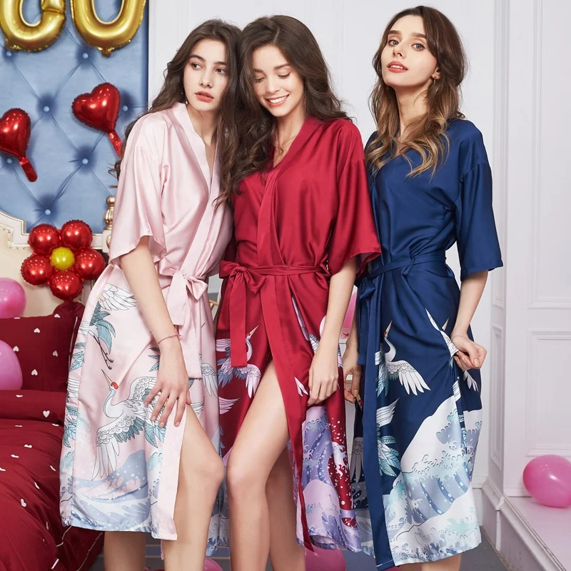 Shop China Online Wholesale Women Red Long Silk Bridal Robes Kimono Femme Buy Robes Bridal Robes Kimono Femme Product On Alibaba Com