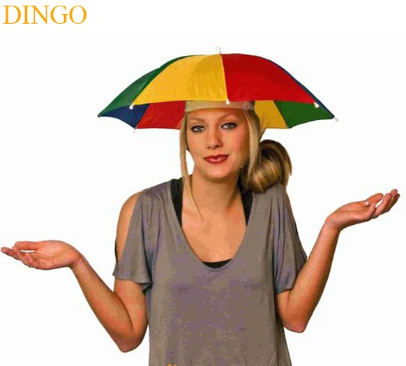 barato sol plegable logotipo impreso publicidad cabeza sombrero forma  paraguas, sombrero de paraguas para la venta