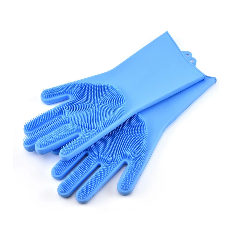 Силиконовые перчатки для мытья посуды многоразовая щетка с пятью