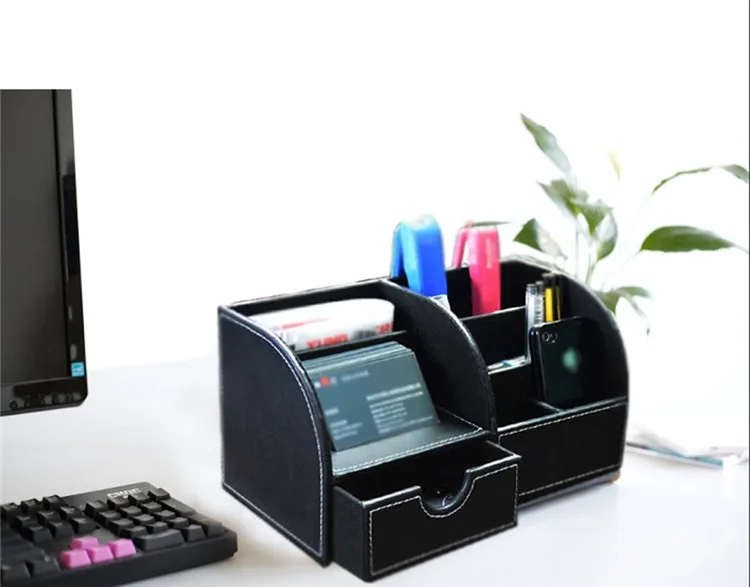 Многофункциональный настольный кожаный Органайзер с 7 отделениями