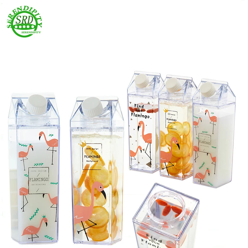 500ml Rectangle Transparent Milk Carton Shaped Plastic Water Bottle Wholesale