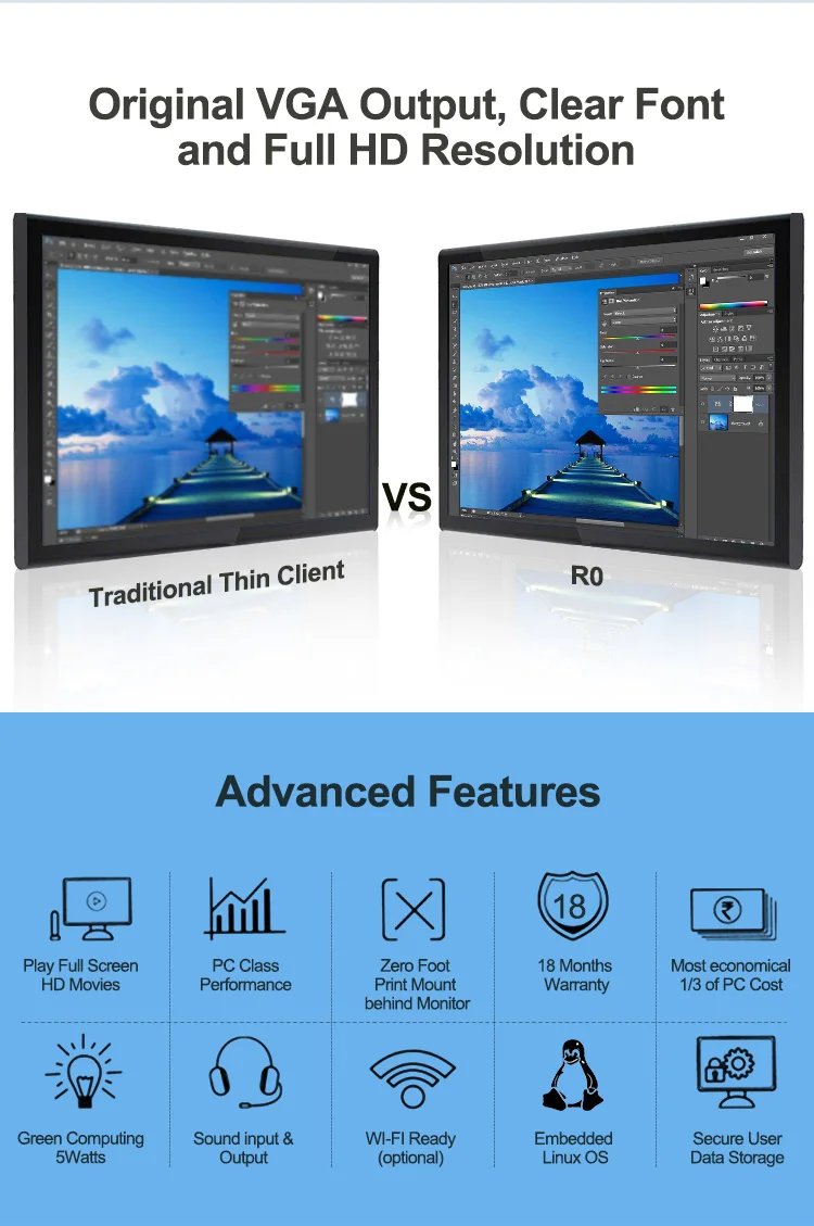 Multi User Network Computing Terminal Thin Client Wifi for Education and Business