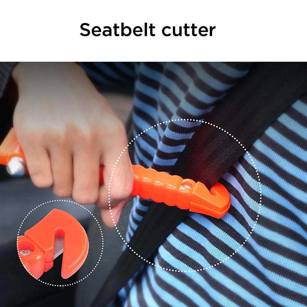 3 In 1 Quick Car Escape KeyChain Tool Seatbelt Cutter and Window Glass  Breaker and Whistle mini Car Safety Hammer