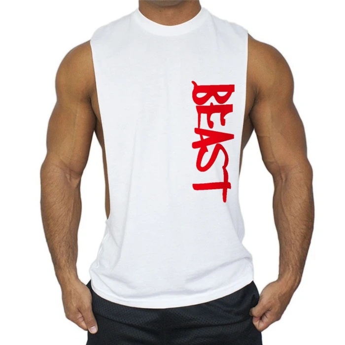 Bestia gimnasio de algodón sin mangas tapa del tanque Fitness camiseta para hombres camiseta cultur 
