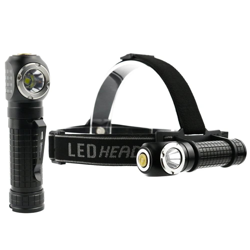 2 in 1 rechargeable head torch aluminum alloy headlamp with flashlight