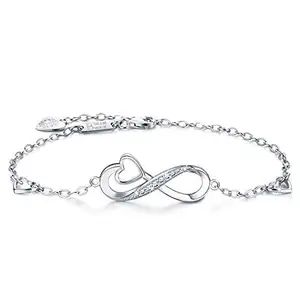 925 Sterling Silver Adjustable Bracelet for Women Eight-Shaped Heart Endless Love Symbol Charm Zircon Classic Weddings Parties