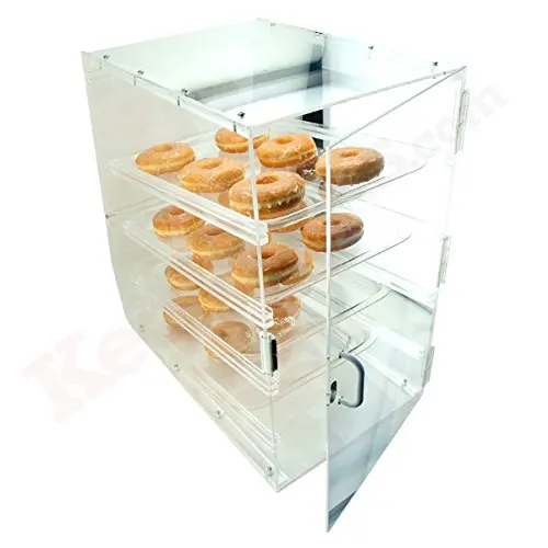 Factory Outlet 4 Tier Tray Rear Front Door Donut Pastry Display Case Acrylic Display Desserts Cookie Baking Showcase for Sale