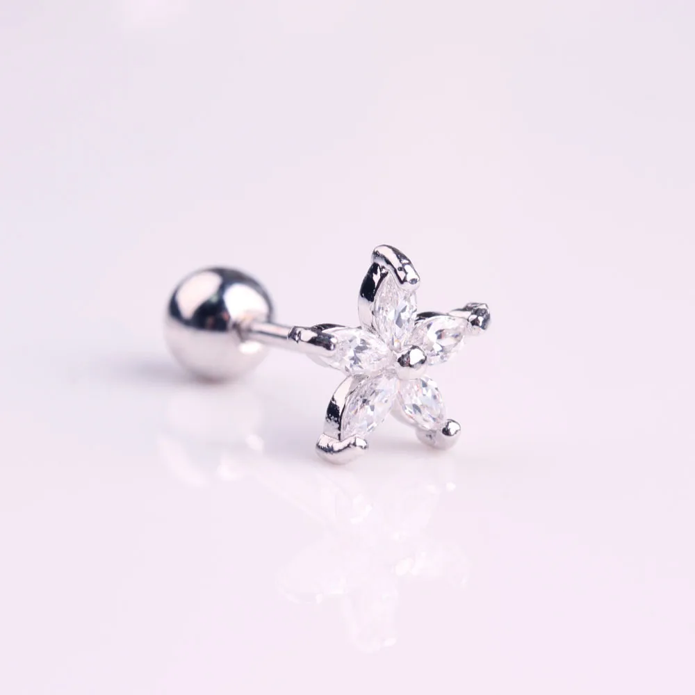 Fast Dispatch Flower CZ Cheap Helix Cartilage Earrings Studs