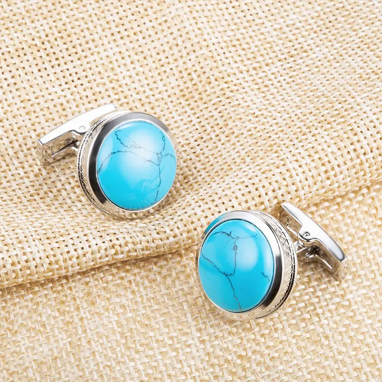 Wholesale Personalized Fashion Custom Turquoise Cufflinks Fancy Popular Men Cuff Links Cufflinks