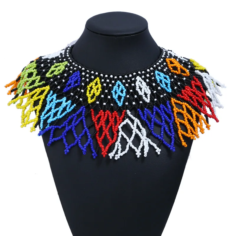 Oem卸売エスニックアフリカ部族手作り襟ネックレスカラフルなアクリル