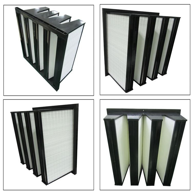 Low Resistance Fastness Class H11 H12 H13 H14 Hepa Box V Bank Filters