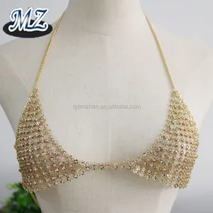New Sexy Fashion Crystal Rhinestone and Copper Diamante Body Chain Bra Handmade Body Jewelry for Weddings and Parties Gift