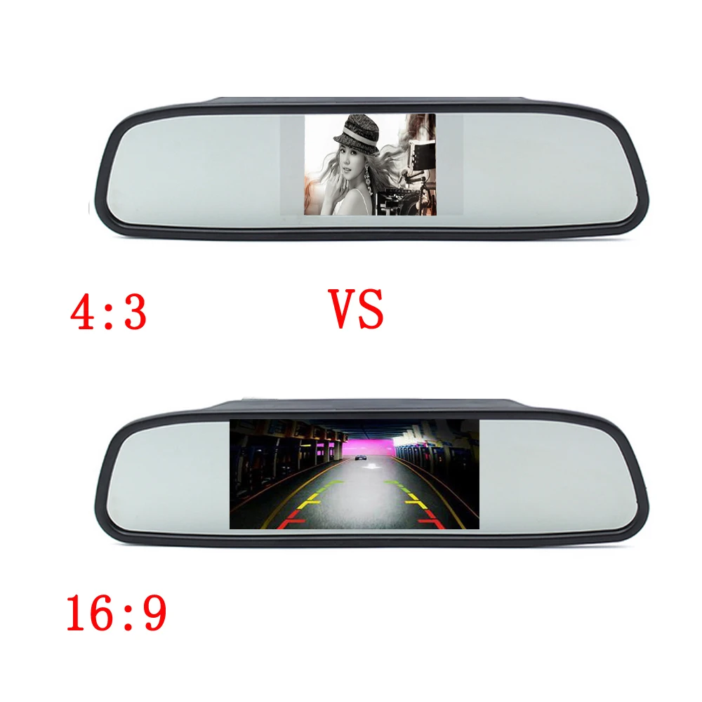 Coche HD vídeo auto aparcamiento coche Monitor LED visión nocturna CCD coche  vista trasera Cámara 4,3 TFT LCD espejo retrovisor coche Monitor