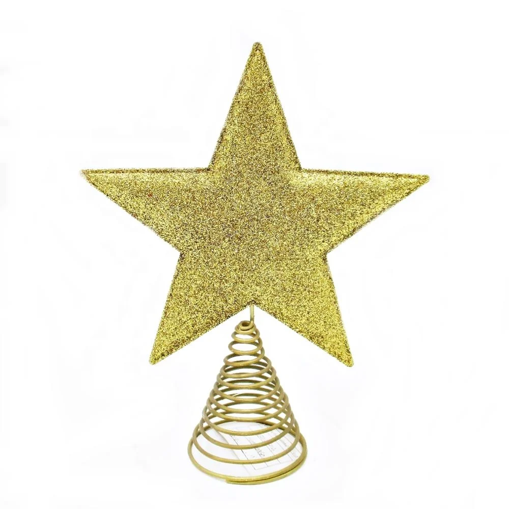 wholesale pentagram metal glitter gold star shaped christmas