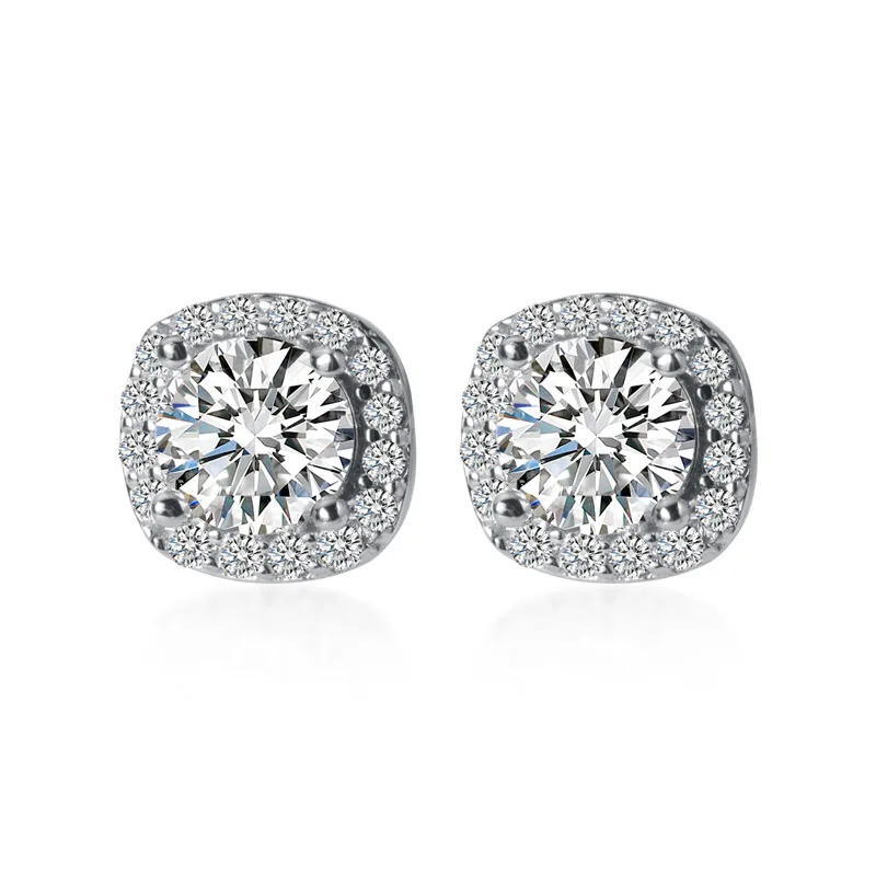 Женские серьги-гвоздики из серебра 925 пробы с фианитами