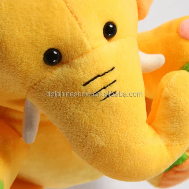 Cheap Plush and Stuffed Orange Elephant Toys with Big Ears Wholesale Cute Custom LOGO Stuffed Soft Toy Yellow Elephant Plush