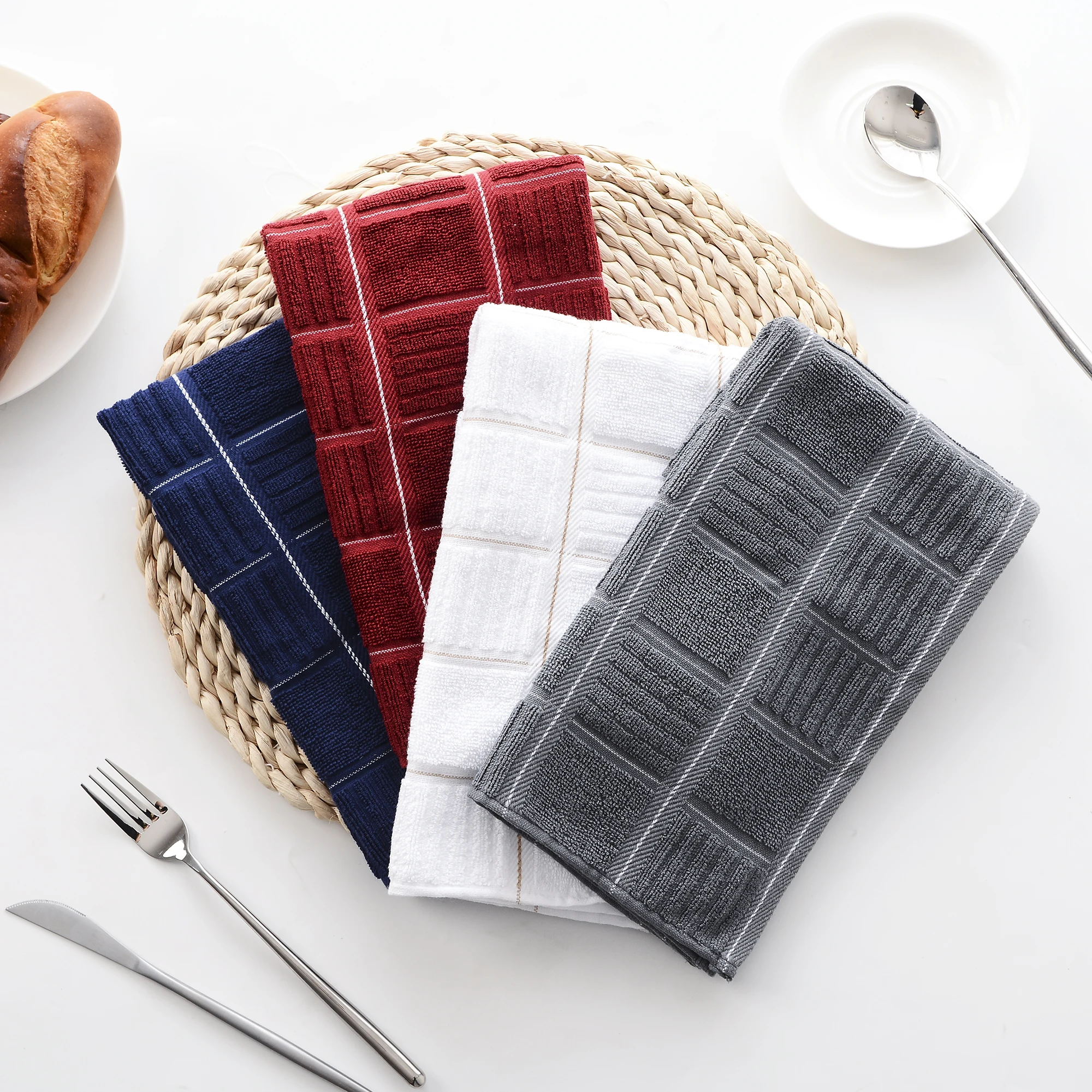 Oeleky Kitchen Towels Cotton With High Absorbent, Thick Dish