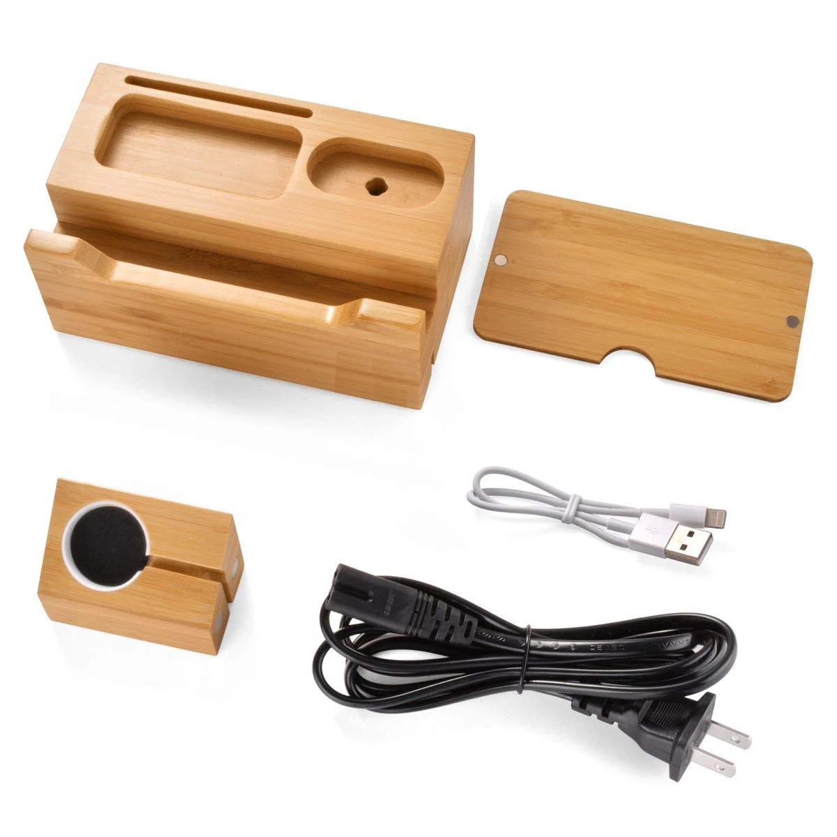 Charging Dock  for Apple Watch Charger Stand Bamboo Wood Charging Station Desk Organization Compatible for airpods