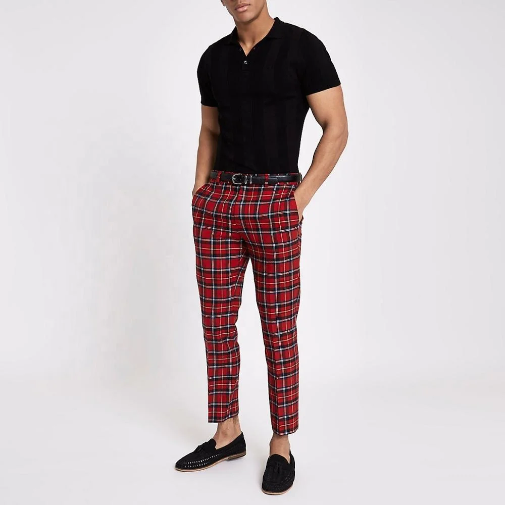 plaid cropped pants mens