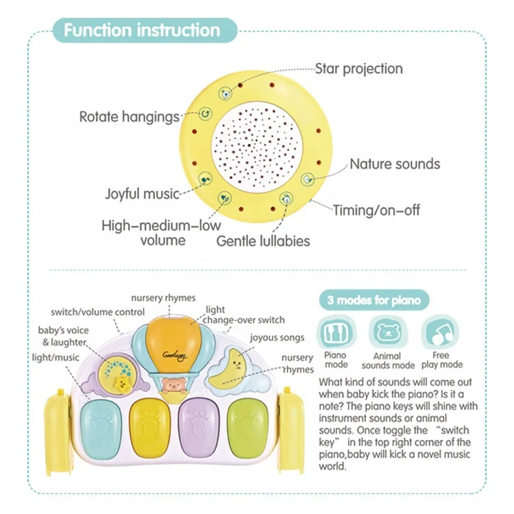 Мягкий детский игровой коврик для ползания новорожденных плюшевый пианино игр в тренажерном зале малышей