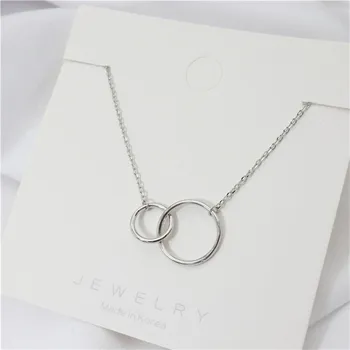 Mothers' Day Jewelry Birthday Gift Mother Daughter Necklace - 925 Sterling Silver Jewellery Two Interlocking Double Circles