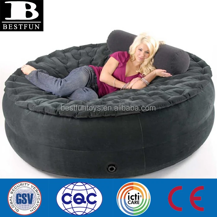 Ad alta resistenza floccaggio PVC gonfiabile rotondo letto ad aria